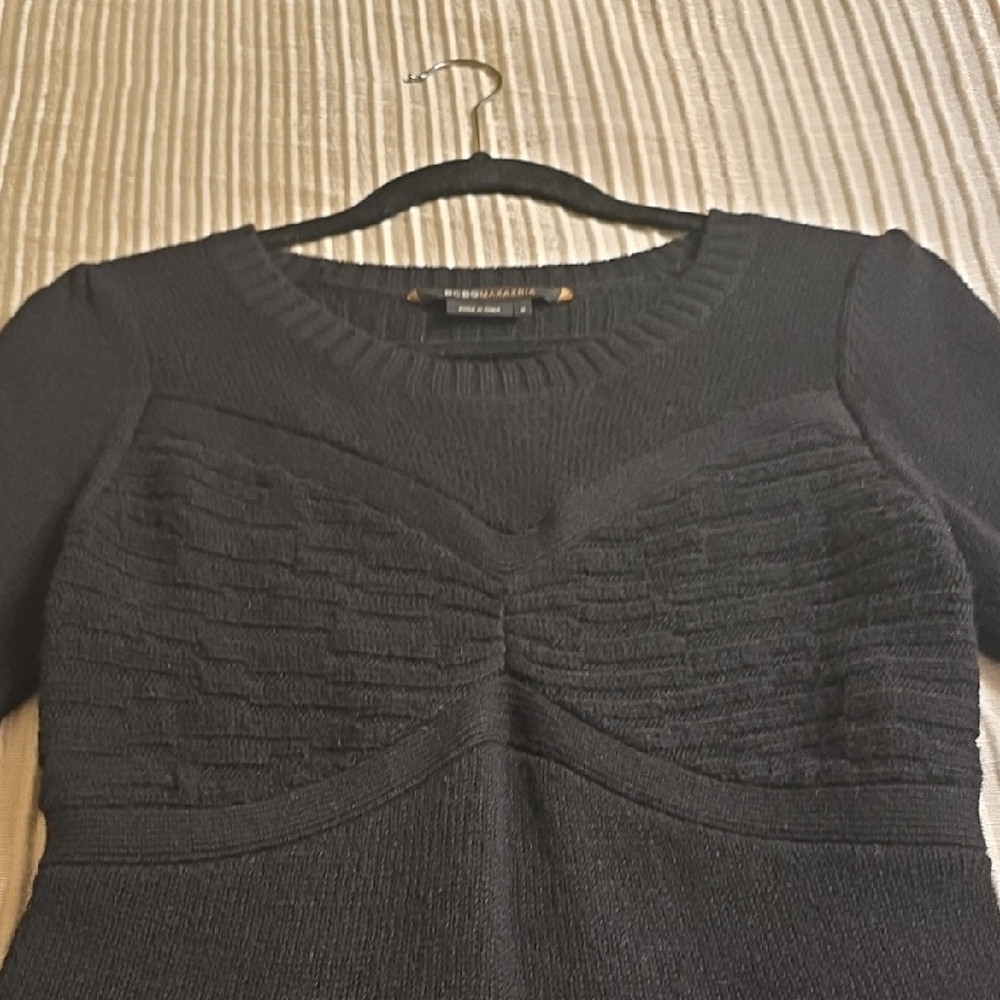 BCBGMaxAzria Lamb's Wool Black Long Sleeve Knit Dress - Picture 7 of 16